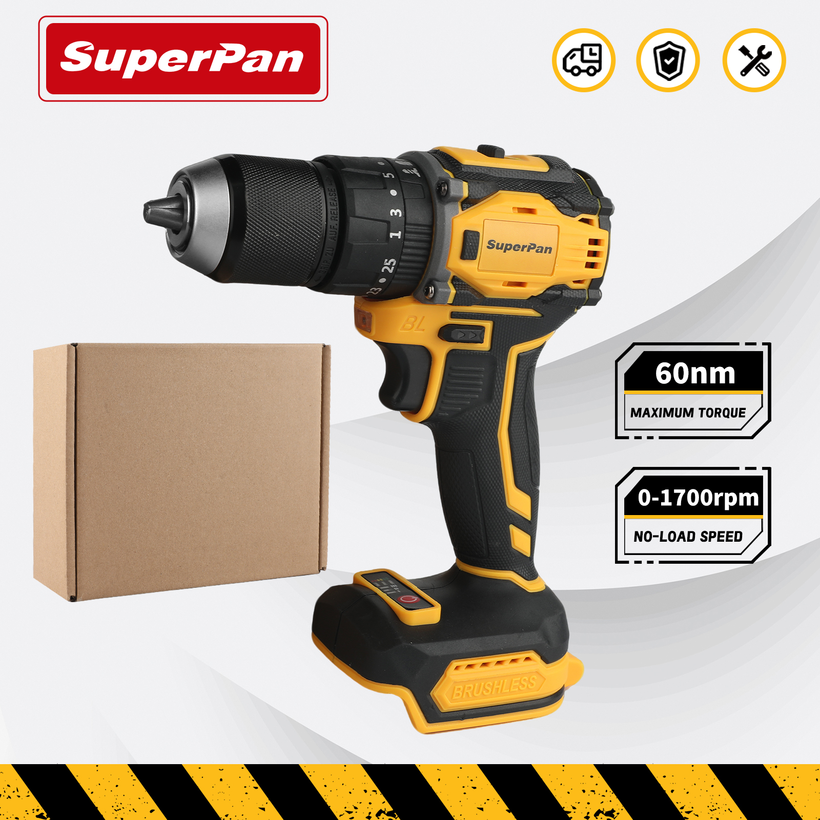 Cordless Drill Driver - 20V Brushless Cordless Drill Driver, 60Nm