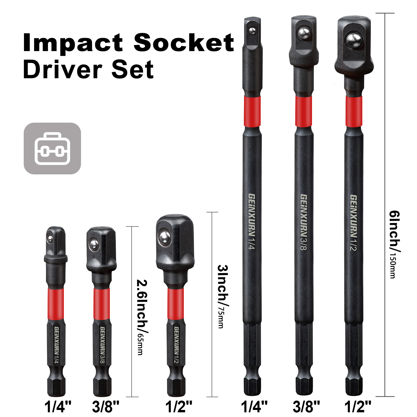 Geinxurn Impact Socket Adapter - Power Tools Impact Wrench reseña y precio
