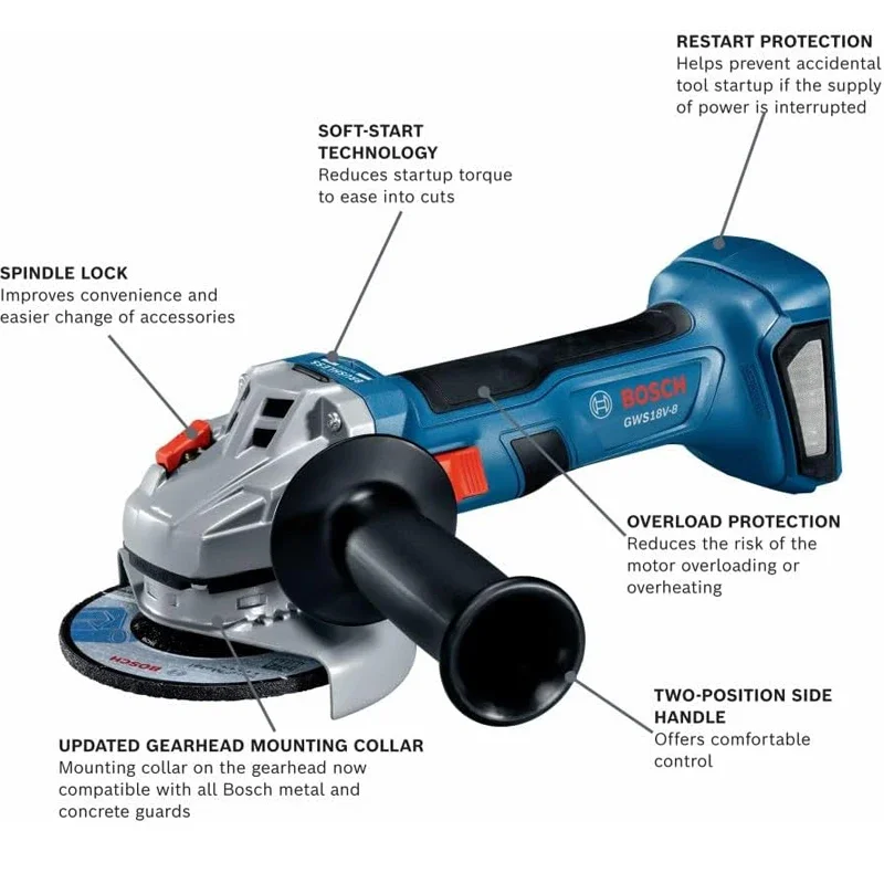 BOSCH GWS 18V-8 Cordless Angle - Power Tools Grinder reseña y precio