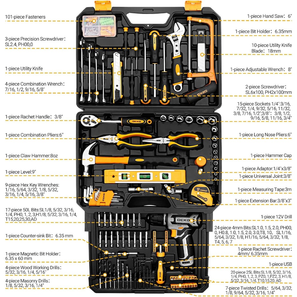 US Shipping Tool Kit Box Drill - Combo Power Tools reseña y precio