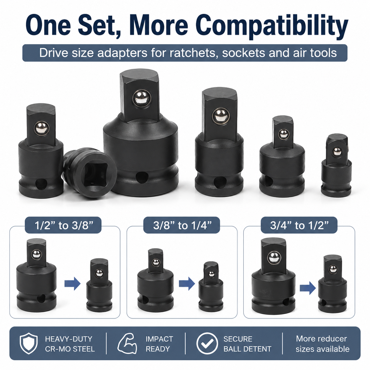 Socket Adapter Reducer Set 1/2 - Power Tools Pneumatic reseña y precio