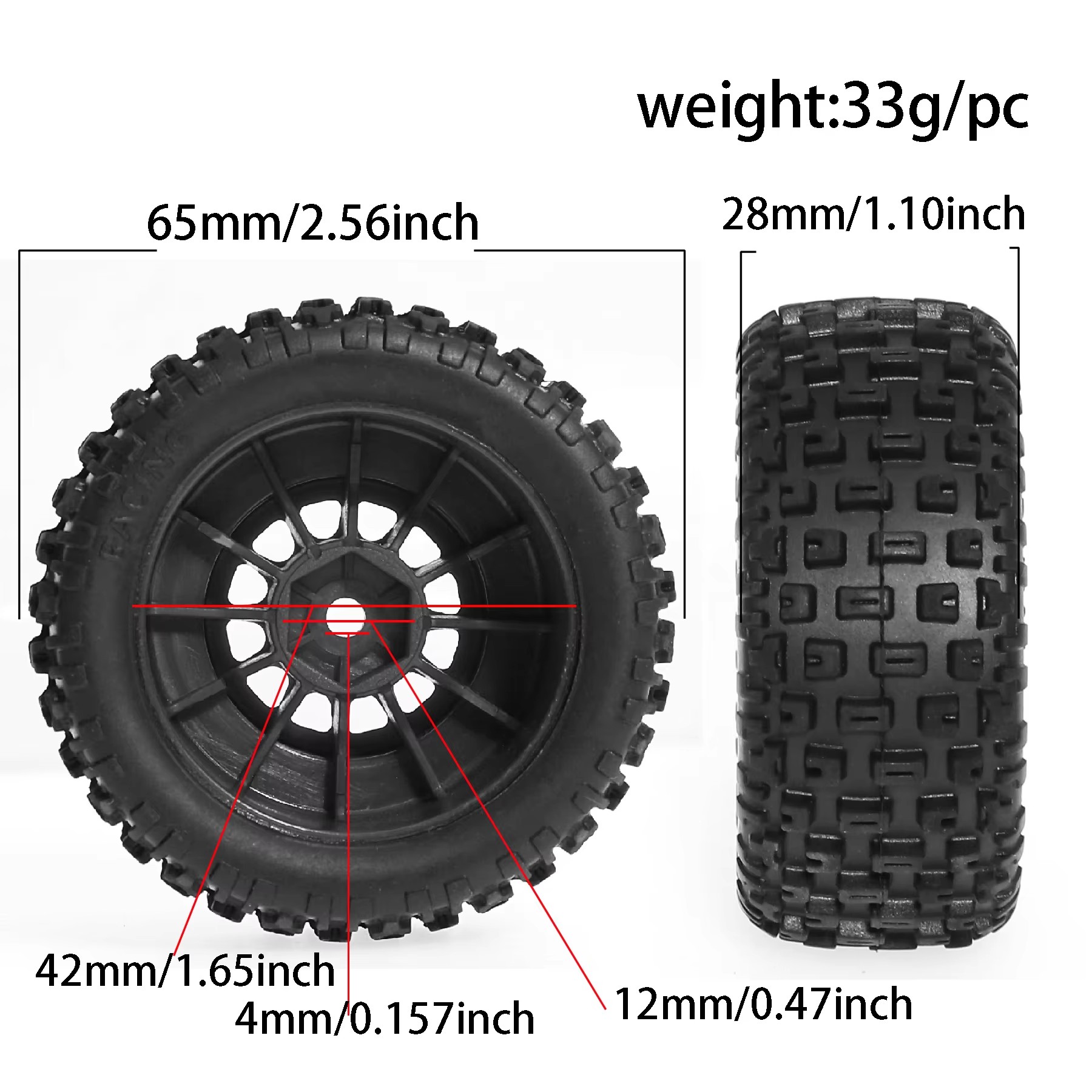Rc 4 65mm rubber tires Tyre 12 - Impact Driver Cordless reseña y precio